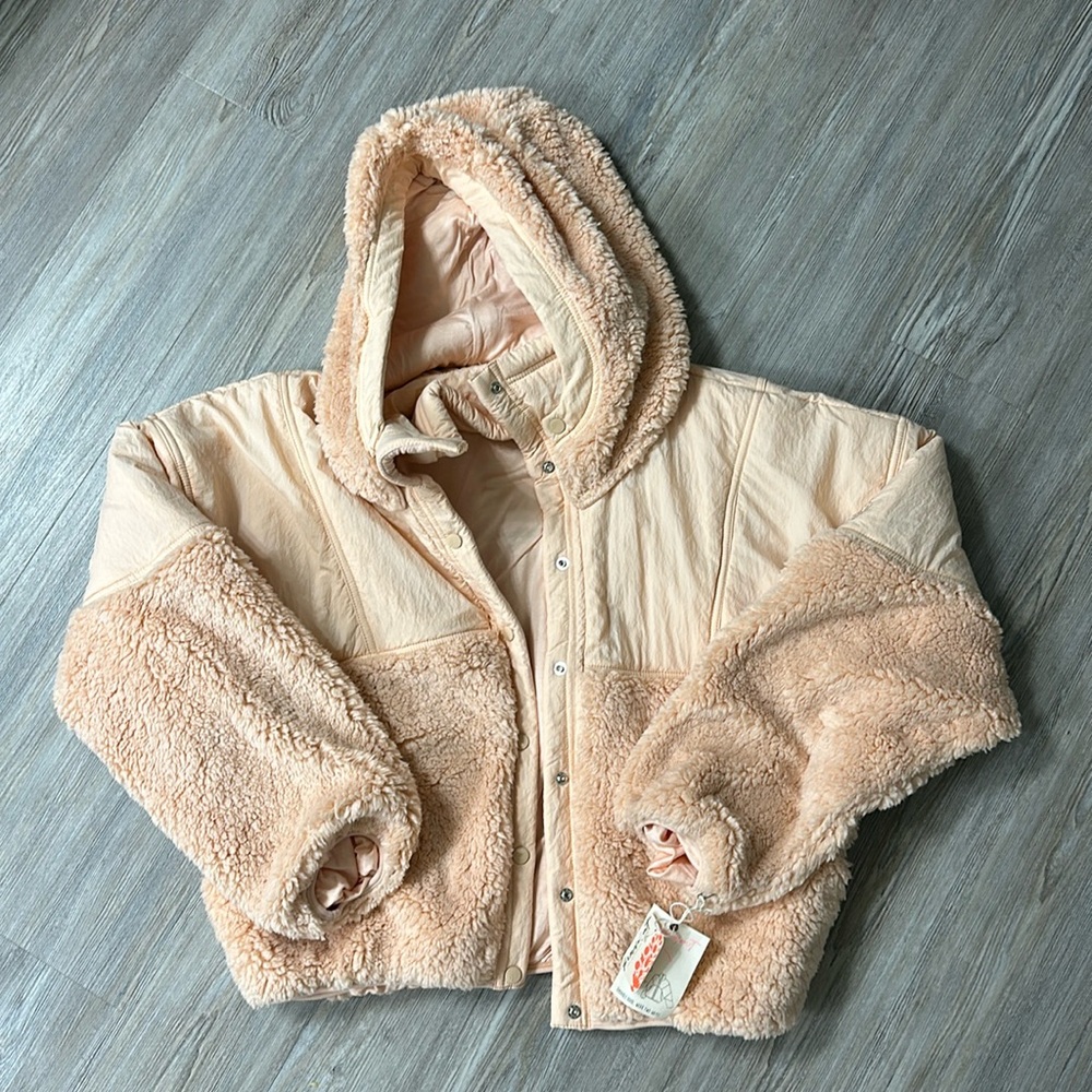 FP Movement by Free People Teddy Jacket in Cream and Tan